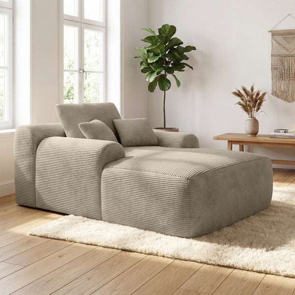 English Elm 47inch Corduroy Convertible Chaise Lounge Sleeper Chair with Pillows for Living Room W3975P455213
