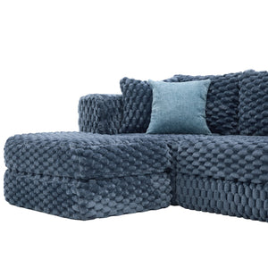 English Elm Swivel Barrel Accent Chair Chenille Tufted Round Club Seat for Living Room Lounge Blue N719S002360C