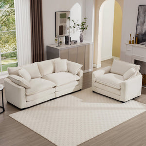 English Elm Modern Two-Piece Living Room Sofa Set In Light Beige Corduroy - Stylish, Comfortable, Versatile Design W714S00769