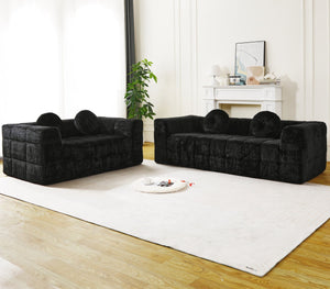 English Elm Wf032-2S-Vl-Bk-2 Luxurious Velvet Cloud Sofa - Plush, Modern Design For Cozy Living Rooms & Lounges W834P149937-GIGA