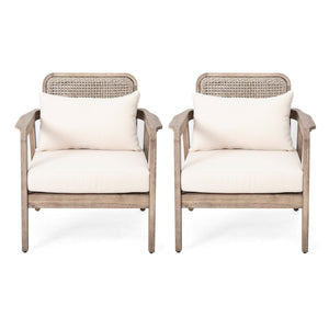 English Elm Outdoor Acacia Wood Club Chair Deep Seating Woven Back Patio Lounge Resort Style N780P171149B-2