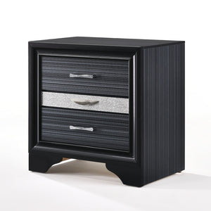 English Elm Naima Black Finish Nightstand with Felt-Lined Jewelry Drawer, Smooth Metal Glide Drawers for Organized Bedrooms B2726P261243