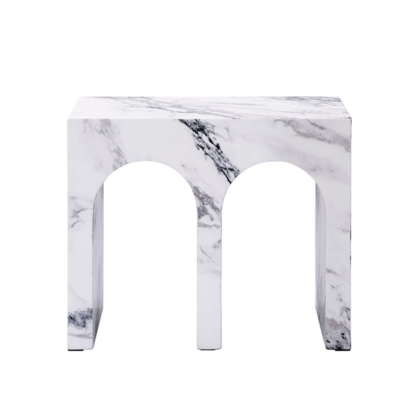 English Elm Fritzy Engineered Stone Console Table with Durable Anti-Yellowing ECC Surface, Waterproof Finish White Marble 23.35 L x 13.46 W x 19.53 H B2726P247232