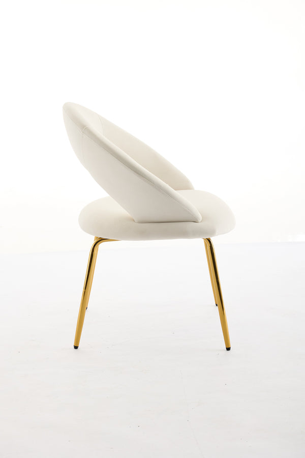 English Elm 061-Set Of 1 Elegant White Velvet Dining Chair With Curved Backrest & Luxe Gold Metal Legs For Style W527P255475