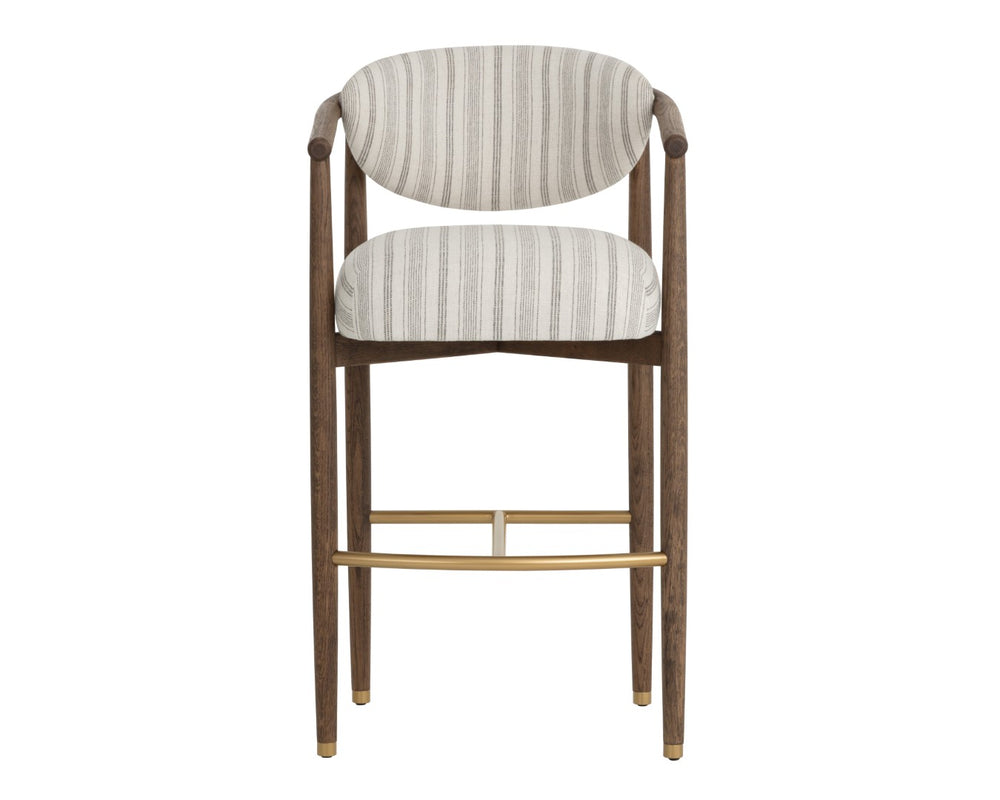 Sunpan SIGRID Barstool - Antique Brown with Gifford Script Upholstery for Stylish Kitchen & Bar Seating 112741