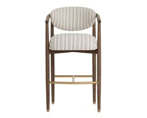 Sunpan SIGRID Barstool - Antique Brown with Gifford Script Upholstery for Stylish Kitchen & Bar Seating 112741