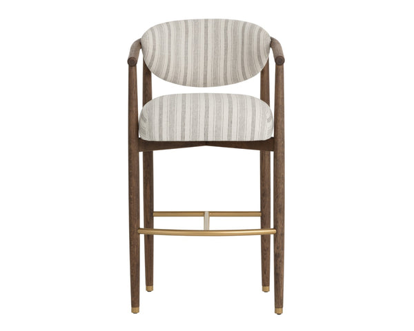 Sunpan SIGRID Barstool - Antique Brown with Gifford Script Upholstery for Stylish Kitchen & Bar Seating 112741