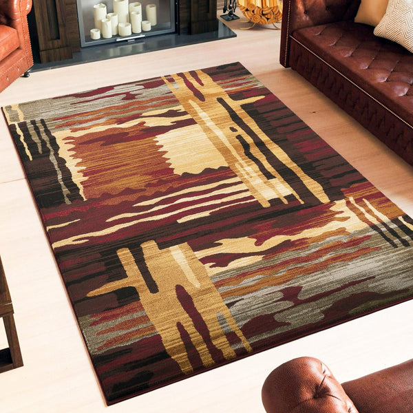 English Elm Joy Abstract Stripe Low Pile Area Rug Bold Multi Color Accent for Living Room B186P452310