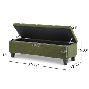 English Elm Christopher Knight Home® - Ottoman tufted storage bench with boucle cushion, diamond stitch elegance, soft-close lid, sturdy legs Green N779P294331G