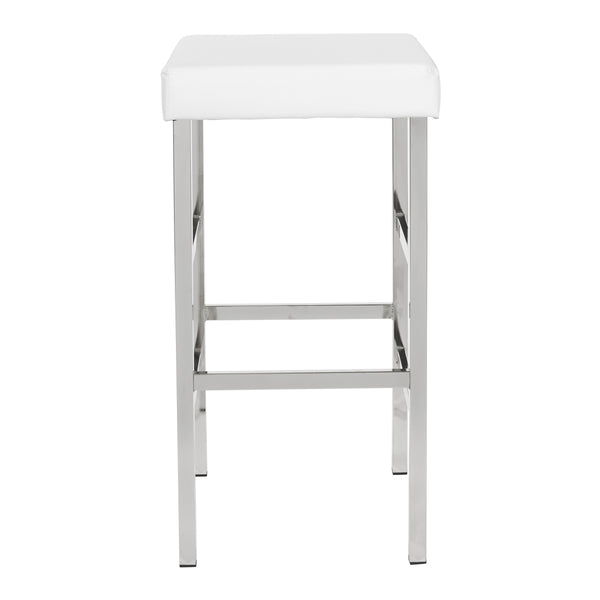 OSP Home Furnishings 30" Chrome Backless Stool White