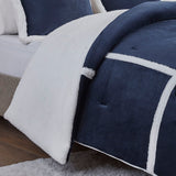 Woolrich Orlen Cottage/Country Plush to Sherpa Comforter Set WR10-3842 Navy