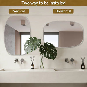 English Elm 24x36 Matte Metal Framed Oval Wall Mirror with Hd Glass for Bath or Entryway Silver W2203P474696