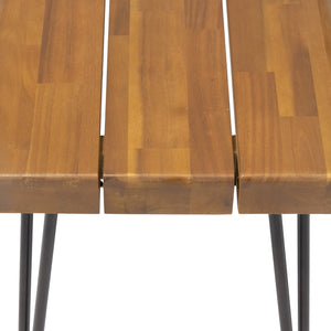 English Elm Christopher Knight Home® - ZION Acacia Wood & Metal Rectangular Bench 66" Rustic Faux Live Edge Top with Hairpin Legs, Industrial Comfort 69418.00