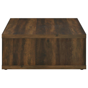 English Elm Flint Dark Pine Square Coffee Table — Minimalist Cubic Design, Durable Melamine Finish, Scratch-Resistant élégance B062P299836