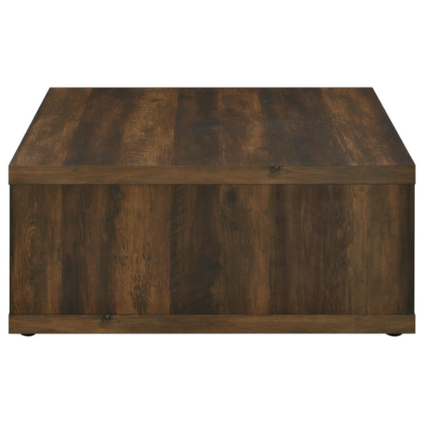 English Elm Flint Dark Pine Square Coffee Table — Minimalist Cubic Design, Durable Melamine Finish, Scratch-Resistant élégance B062P299836