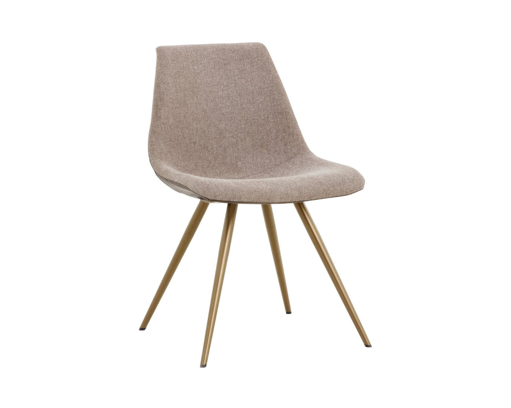 Sunpan LIPA Dining Chair - Contemporary Comfort with Curved Backrest and Antique Bronze Iron Legs Brown 112265