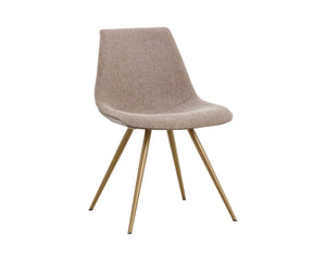 Sunpan LIPA Dining Chair - Contemporary Comfort with Curved Backrest and Antique Bronze Iron Legs Brown 112265