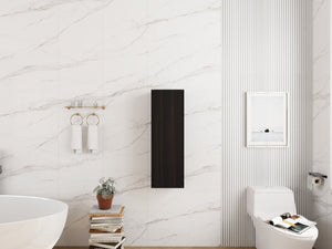 English Elm 12 Inch Narrow Wall Mounted Cabinet Soft Close Door Dark Oak Finish Bathroom Storage W1972P457985