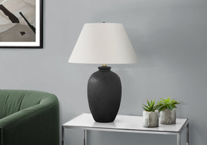 English Elm Lighting, Modern 24" Black Ceramic Table Lamp With Ivory Cream Shade - Elegant Home Accent Piece B2710P220137
