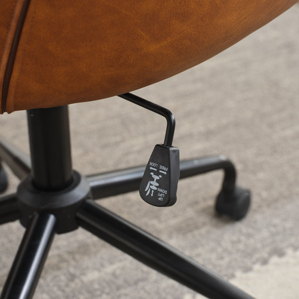 English Elm Mid-Century Minimalist Office Chair with 40° Recline, Adjustable Rebound, 320mm Wide Base, Ergonomic Design Brown W1143P173517