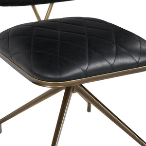 Sunpan Virtu Swivel Dining Chair Set of 2 - Elegant Compact Design with Stylish Tufted Seatback and Frame Bravo Black