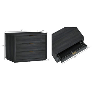 English Elm Evelyn 32" Charcoal Gray Nightstand - Modern 3-Drawer Storage With Sleek Design For Every Bedroom B365P398536