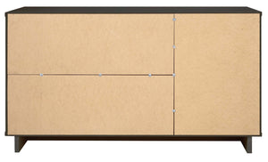 English Elm Granville 55" Sideboard with Solid Wood Ribbed Drawers, Gold Steel Handles & 3 Concealed Shelves Charcoal grey B365S00118