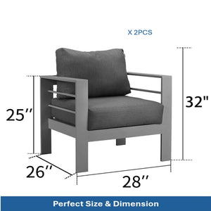 English Elm 4-piece Aluminum Outdoor Conversation Set with Rust-proof Matte Frame and Wpc Coffee Table Dark Grey B082S00090