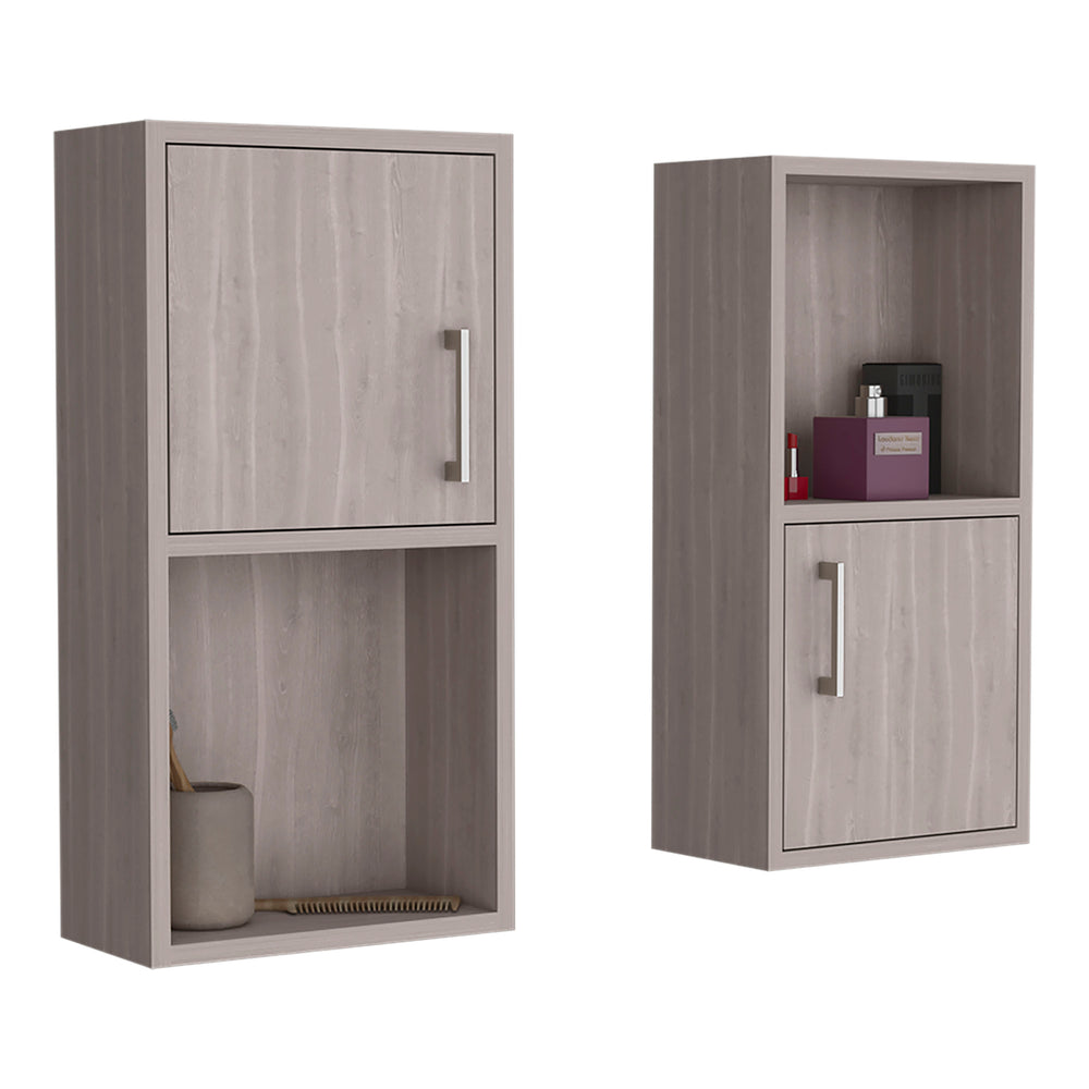 English Elm Wall Mounted Bathroom Medicine Cabinet White Oak 24" H – Compact 2-Door, 4-Shelf Engineered Wood Storage B097P199745