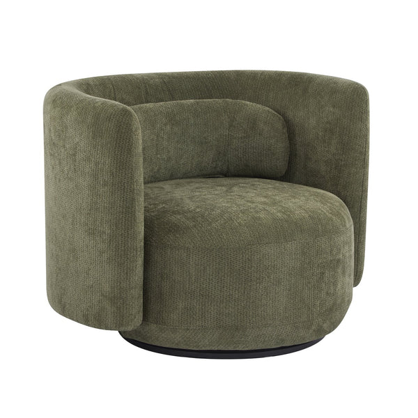 English Elm Christopher Knight Home® - Swivel Contemporary Accent Armchair with Lumbar Pillow, 360° Rotation, Metal Base Durability Green 37.75 L x 33.75 W x 26.5 H N776P368491G