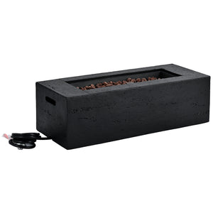 English Elm U_style Rectangular Outdoor Propane Fire Pit Mgo Set with Tank Cover Table Black,Light Gray WY000498AAB