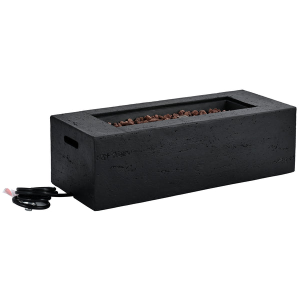 English Elm U_style Rectangular Outdoor Propane Fire Pit Mgo Set with Tank Cover Table Black,Light Gray WY000498AAB