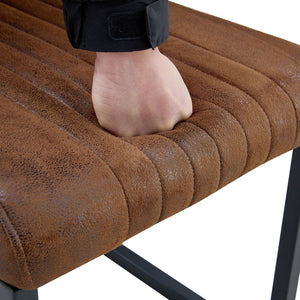 English Elm 4 Ergonomic Brown Dining Chairs with Breathable Fabric, Sponge Comfort & Sturdy Black Metal Legs W1151P266890