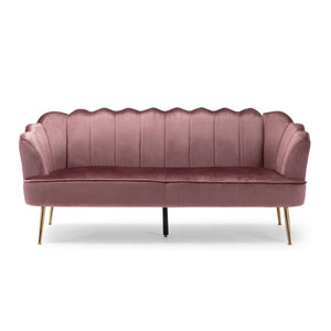 English Elm Christopher Knight Home® - 3 Seater Sofa - Modern Glam Blush Velvet Design With Gold Legs, Channel-Stitched For Ultimate Comfort 70395.00ABLSH_70395.00BBLSH