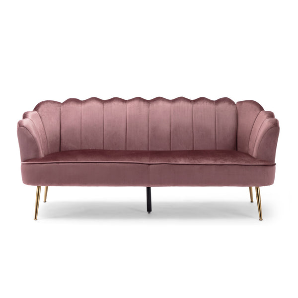 English Elm Christopher Knight Home® - 3 Seater Sofa - Modern Glam Blush Velvet Design With Gold Legs, Channel-Stitched For Ultimate Comfort 70395.00ABLSH_70395.00BBLSH