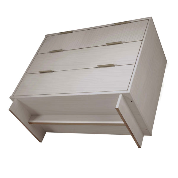 English Elm Granville 38" Dresser In Light Gray - Chic 3-Drawer Storage With Glam Gold Handles & Ribbed Design B365S00079