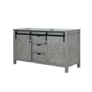 English Elm Ash Grey Double Bath Vanity - 60-Inch Wide, Stylish Storage & Soft-Close Hardware For Modern Bathrooms B2731P260996