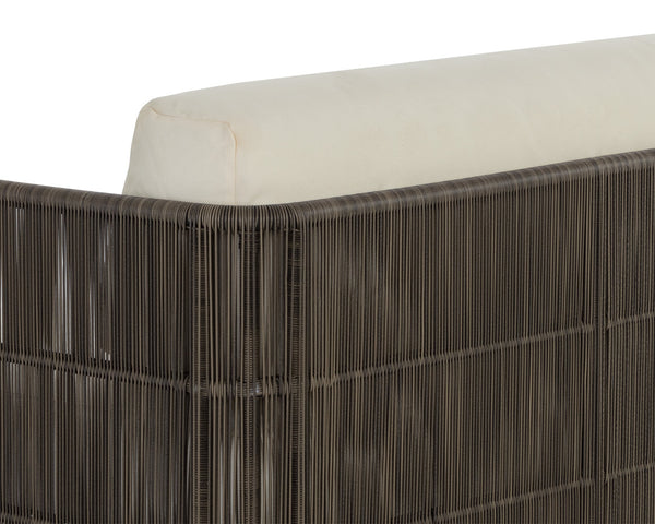 Sunpan Ravenna Sofa - Stylish Outdoor Comfort with Durable Teak Wood Frame & Eco-Friendly Fabric Design