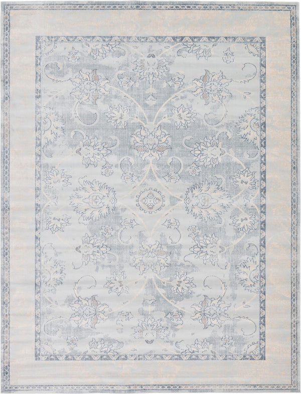 Unique Loom Paris Hickory Machine Made Border Rug Light Blue, Beige/Blue/Gray/Light Blue 9' 0" x 12' 0"