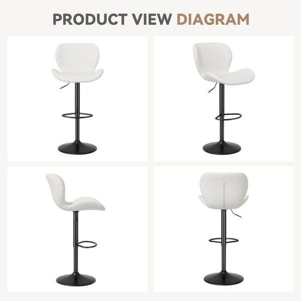 English Elm Swivel Bar Stools Set Of 2 - Modern Pu Leather Adjustable Height Stools For Kitchen & Bar Use T3950P396424-GIGA