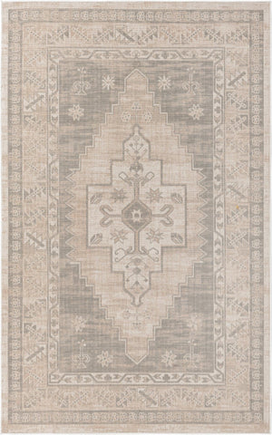 Unique Loom Whitney Geneva Machine Made Border Rug Mink, Light Brown/Ivory 5' 3" x 8' 0"