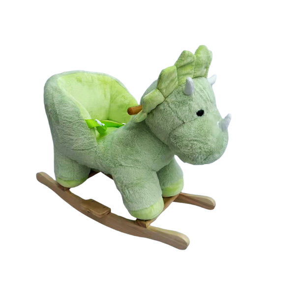 English Elm Kids Plush Dinosaur Rocking Toy with Safety Belt Lullaby Sounds and Hand Puppets W3723P374145
