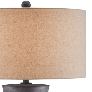 Croft Rustic Ceramic Table Lamp with Satin Charcoal Finish and Textured Leaf Motif - 30" Height
