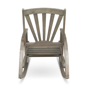 English Elm Christopher Knight Home® - Outdoor Acacia Wood Rocking Chair with Retractable Footrest, Durable Weather-Resistant Porch Patio Seating Comfortably Grey 63337.00GRY