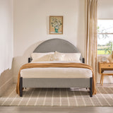 Queen Metal and Upholstered Bed with Arched Headboard Grey GASB5CGY Walker Edison