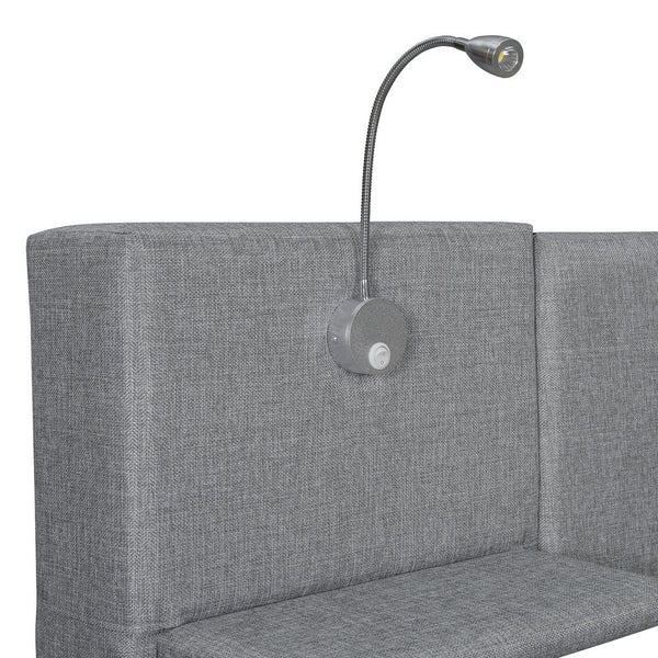 English Elm Queen Linen Upholstered Platform Bed with Storage Drawers, Trundle, Flip-Up Headboard & Lights Gray SF000187AAE