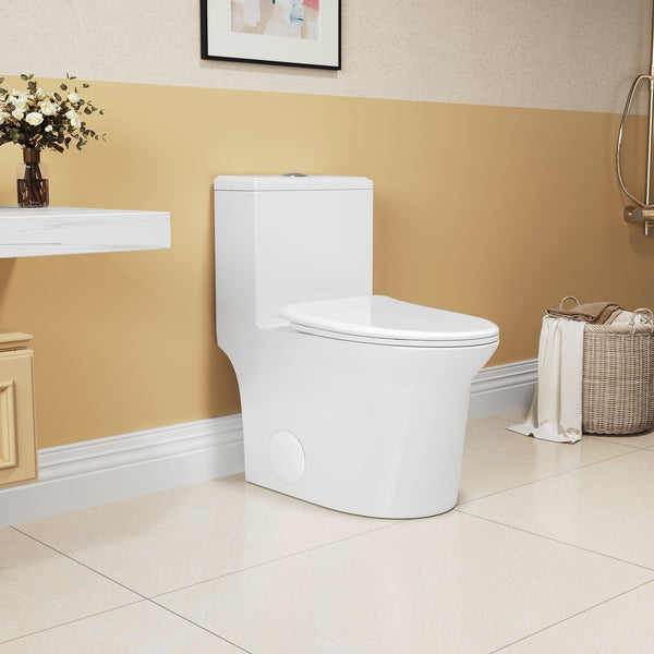 English Elm 1.1/1.6 Gpf Ceramic One Piece Toilet Skirted Comfort Height Dual Flush Soft Close B2724P246931