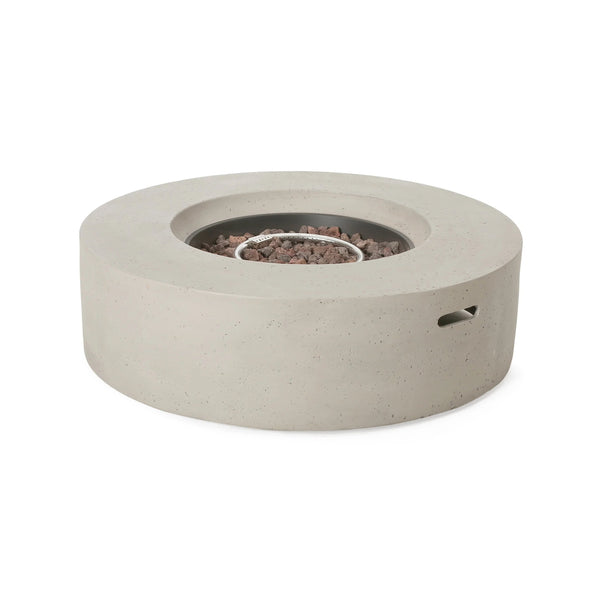 English Elm Christopher Knight Home® - Outdoor Lightweight Concrete Circular Fire Pit - Modern Design, 50000 Btu, Easy Setup, Light Grey 59240.00WHI-50K_59243.00WHI