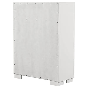 English Elm Polk Five Drawer Chest with Felt Lined Storage and Bracket Feet in Cappuccino Finish B062P447710