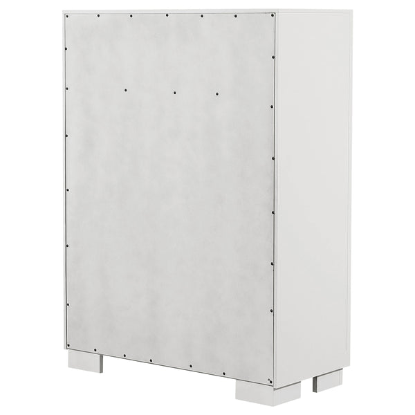 English Elm Polk Five Drawer Chest with Felt Lined Storage and Bracket Feet in Cappuccino Finish B062P447710
